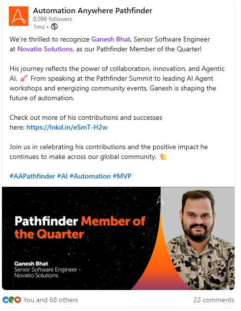 Pathfinder Member of Quarter